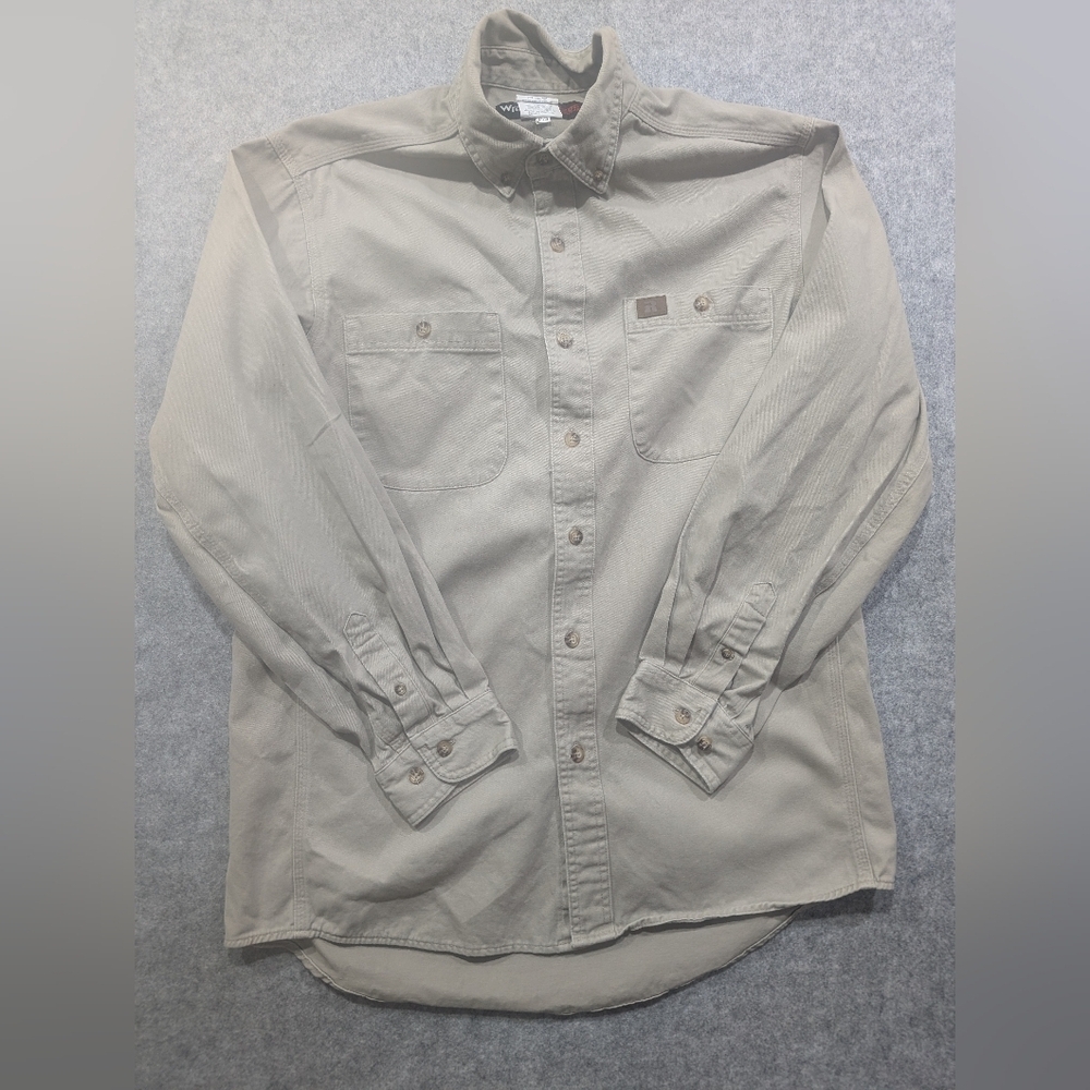 Wrangler Riggs Workwear Button Up Shirt Tan Large